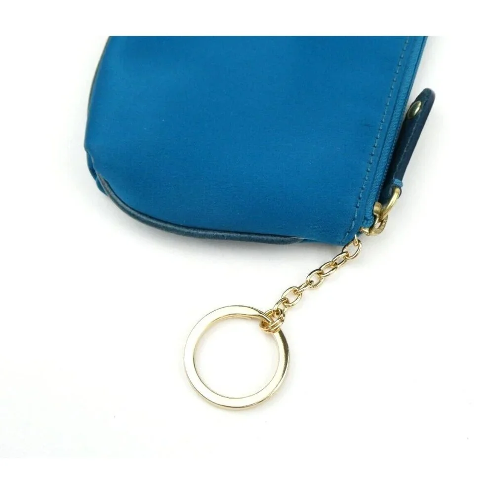 Coach Amanda Teal Satin Mini‎ Skinny Zip Coin Purse 42030